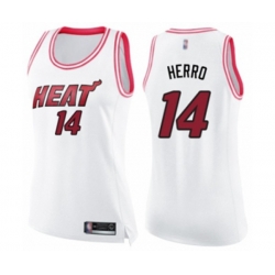 Womens Miami Heat #14 Tyler Herro Swingman White Pink Fashion Basketball Jersey