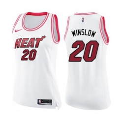 Womens Miami Heat #20 Justise Winslow Swingman White Pink Fashion Basketball Jersey