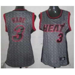 Womens Miami Heat #3 Dwyane Wade Swingman Grey Static Fashion Basketball Jersey