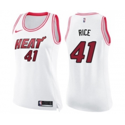 Womens Miami Heat #41 Glen Rice Swingman White Pink Fashion Basketball Jersey
