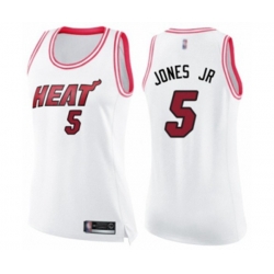 Womens Miami Heat #5 Derrick Jones Jr Swingman White Pink Fashion Basketball Jersey