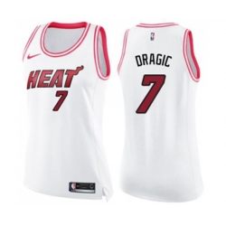 Womens Miami Heat #7 Goran Dragic Swingman White Pink Fashion Basketball Jersey
