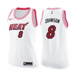 Womens Miami Heat #8 Tyler Johnson Swingman White Pink Fashion Basketball Jersey