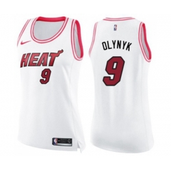 Womens Miami Heat #9 Kelly Olynyk Swingman White Pink Fashion Basketball Jersey