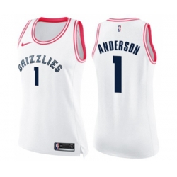 Womens Memphis Grizzlies #1 Kyle Anderson Swingman White Pink Fashion Basketball Jersey Womens Memphis Grizzlies #1 Kyle Anderson Swingman White Pink Fashion Basketball Jersey