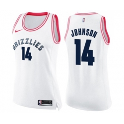 Womens Memphis Grizzlies #14 Brice Johnson Swingman White Pink Fashion Basketball Jersey Womens Memphis Grizzlies #14 Brice Johnson Swingman White Pink Fashion Basketball Jersey