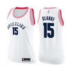 Womens Memphis Grizzlies #15 Brandon Clarke Swingman White Pink Fashion Basketball Jersey Womens Memphis Grizzlies #15 Brandon Clarke Swingman White Pink Fashion Basketball Jersey