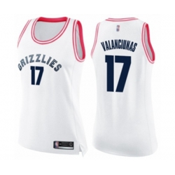 Womens Memphis Grizzlies #17 Jonas Valanciunas Swingman White Pink Fashion Basketball Jersey Womens Memphis Grizzlies #17 Jonas Valanciunas Swingman White Pink Fashion Basketball Jersey
