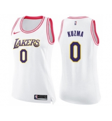 Womens Los Angeles Lakers #0 Kyle Kuzma Swingman White Pink Fashion Basketball Jersey
