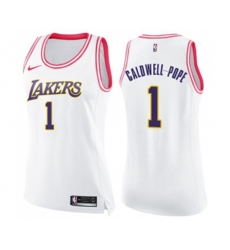 Womens Los Angeles Lakers #1 Kentavious Caldwell-Pope Swingman White Pink Fashion Basketball Jersey