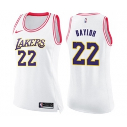 Womens Los Angeles Lakers #22 Elgin Baylor Swingman White Pink Fashion Basketball Jersey