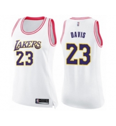 Womens Los Angeles Lakers #23 Anthony Davis Swingman White Pink Fashion Basketball Jersey