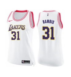 Womens Los Angeles Lakers #31 Kurt Rambis Swingman White Pink Fashion Basketball Jersey