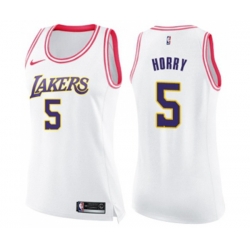 Womens Los Angeles Lakers #5 Robert Horry Swingman White Pink Fashion Basketball Jersey