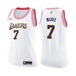 Womens Los Angeles Lakers #7 JaVale McGee Swingman White Pink Fashion Basketball Jersey