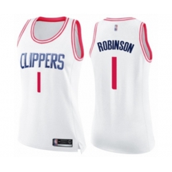 Womens Los Angeles Clippers #1 Jerome Robinson Swingman White Pink Fashion Basketball Jersey