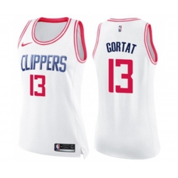Womens Los Angeles Clippers #13 Marcin Gortat Swingman White Pink Fashion Basketball Jersey