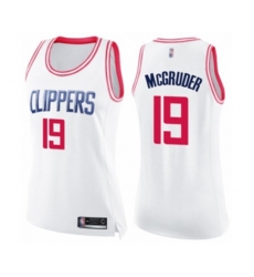 Womens Los Angeles Clippers #19 Rodney McGruder Swingman White Pink Fashion Basketball Jersey