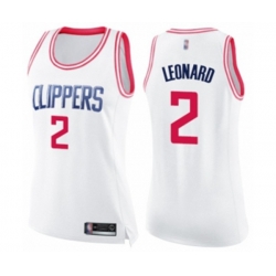 Womens Los Angeles Clippers #2 Kawhi Leonard Swingman White Pink Fashion Basketball Jersey