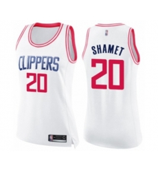Womens Los Angeles Clippers #20 Landry Shamet Swingman White Pink Fashion Basketball Jersey