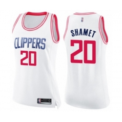 Womens Los Angeles Clippers #20 Landry Shamet Swingman White Pink Fashion Basketball Jersey