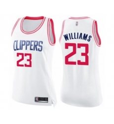 Womens Los Angeles Clippers #23 Lou Williams Swingman White Pink Fashion Basketball Jersey
