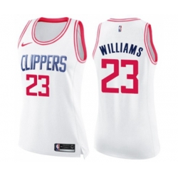 Womens Los Angeles Clippers #23 Louis Williams Swingman White Pink Fashion Basketball Jersey