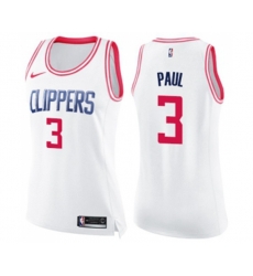 Womens Los Angeles Clippers #3 Chris Paul Swingman White Pink Fashion Basketball Jersey