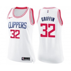 Womens Los Angeles Clippers #32 Blake Griffin Swingman White Pink Fashion Basketball Jersey