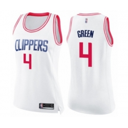 Womens Los Angeles Clippers #4 JaMychal Green Swingman White Pink Fashion Basketball Jersey