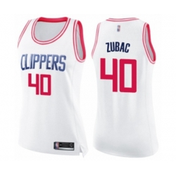 Womens Los Angeles Clippers #40 Ivica Zubac Swingman White Pink Fashion Basketball Jersey