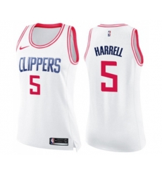 Womens Los Angeles Clippers #5 Montrezl Harrell Swingman White Pink Fashion Basketball Jersey