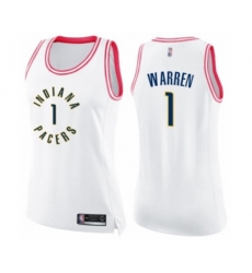 Womens Indiana Pacers #1 T.J. Warren Swingman White Pink Fashion Basketball Jersey