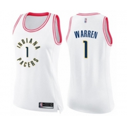 Womens Indiana Pacers #1 T.J. Warren Swingman White Pink Fashion Basketball Jersey