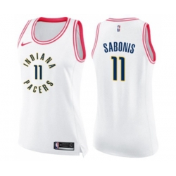 Womens Indiana Pacers #11 Domantas Sabonis Swingman White Pink Fashion Basketball Jersey