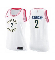 Womens Indiana Pacers #2 Darren Collison Swingman White Pink Fashion Basketball Jersey