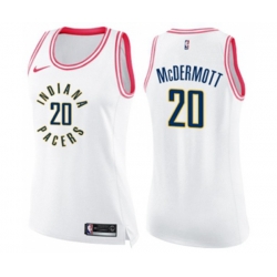 Womens Indiana Pacers #20 Doug McDermott Swingman White Pink Fashion Basketball Jersey