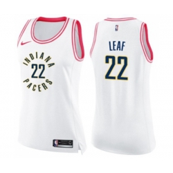 Womens Indiana Pacers #22 T. J. Leaf Swingman White Pink Fashion Basketball Jersey