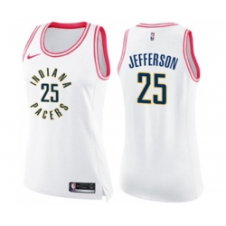 Womens Indiana Pacers #25 Al Jefferson Swingman White Pink Fashion Basketball Jersey