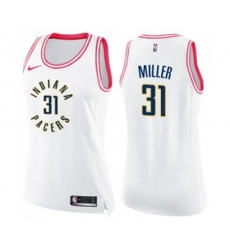 Womens Indiana Pacers #31 Reggie Miller Swingman White Pink Fashion Basketball Jersey
