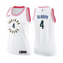 Womens Indiana Pacers #4 Victor Oladipo Swingman White Pink Fashion Basketball Jersey