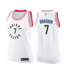Womens Indiana Pacers #7 Malcolm Brogdon Swingman White Pink Fashion Basketball Jersey