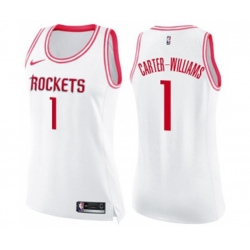 Womens Houston Rockets #1 Michael Carter-Williams Swingman White Pink Fashion Basketball Jersey