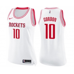 Womens Houston Rockets #10 Eric Gordon Swingman White Pink Fashion Basketball Jersey