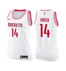 Womens Houston Rockets #14 Gerald Green Swingman White Pink Fashion Basketball Jersey