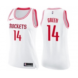 Womens Houston Rockets #14 Gerald Green Swingman White Pink Fashion Basketball Jersey