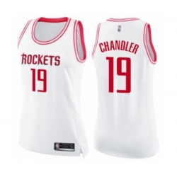 Womens Houston Rockets #19 Tyson Chandler Swingman White Pink Fashion Basketball Jersey