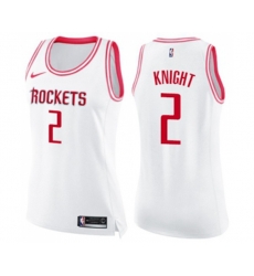 Womens Houston Rockets #2 Brandon Knight Swingman White Pink Fashion Basketball Jersey