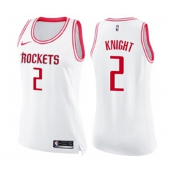 Womens Houston Rockets #2 Brandon Knight Swingman White Pink Fashion Basketball Jersey