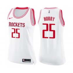 Womens Houston Rockets #25 Robert Horry Swingman White Pink Fashion Basketball Jersey